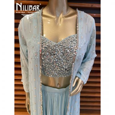 Alice Blue Georgette Jacket Style Suit
