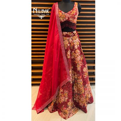 Red velvet Bridal Lehenga