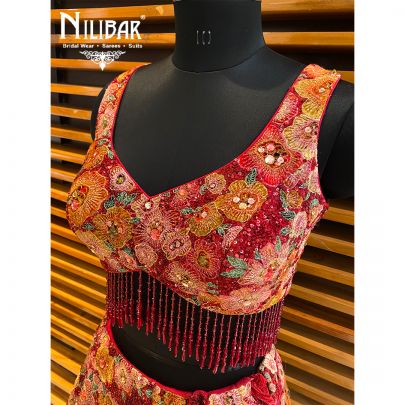 Red velvet Bridal Lehenga