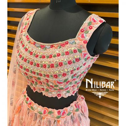 Watermelon Pink Net Lehenga