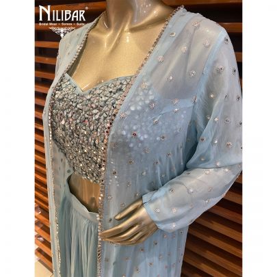 Alice Blue Georgette Jacket Style Suit