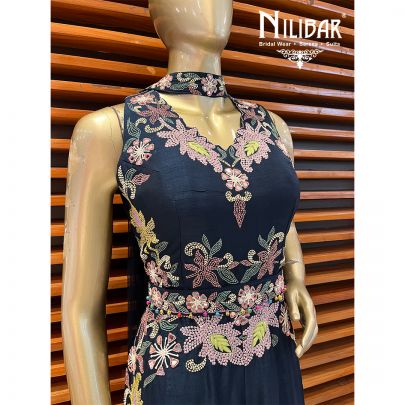 Denim Silk and Net Jumpsuit