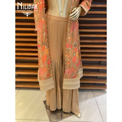 Camel Georgette Jacket Style Suit