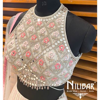 Silver Grey Organza Lehenga