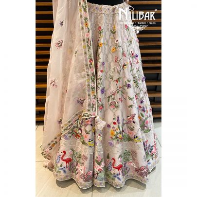 Peach Organza Bridal Lehenga