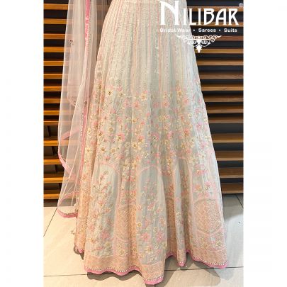 Silver Grey Organza Lehenga