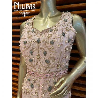 Baby Pink Silk and Net Jumpsuit