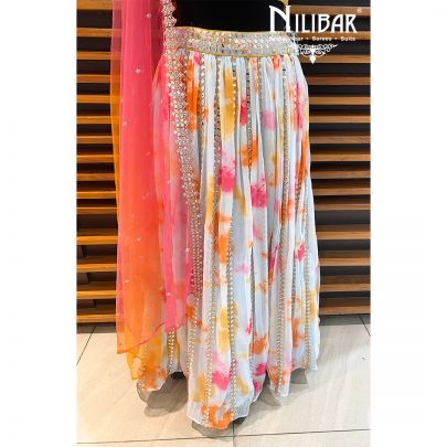 Multicolor Georgette Lehenga