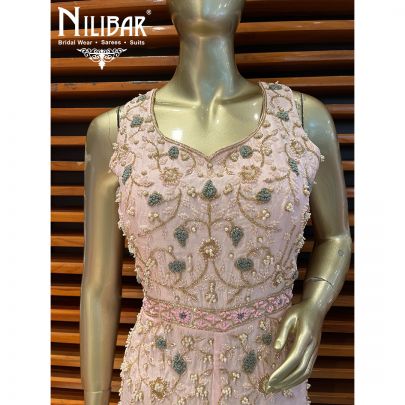 Baby Pink Silk and Net Jumpsuit