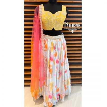 Multicolor Georgette Lehenga
