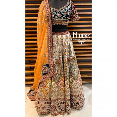Multicolor Silk Bridal Lehenga
