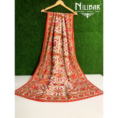 White Georgette Kashidakari Dupatta