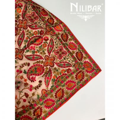 Powder Peach Georgette Kashidakari Dupatta