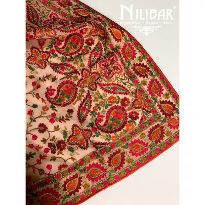 Powder Peach Georgette Kashidakari Dupatta