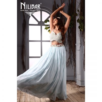 Ice Blue Georgette Lehenga