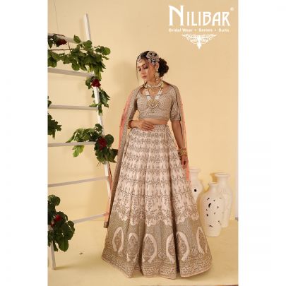 salmon pink Georgette Lehenga