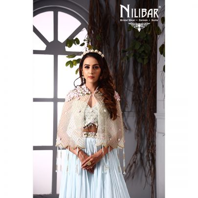 Ice Blue Georgette Lehenga