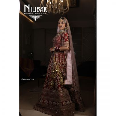 Berry Red Silk Bridal Lehenga
