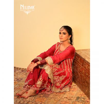 Crimson Pink Chinon Peplum Suit