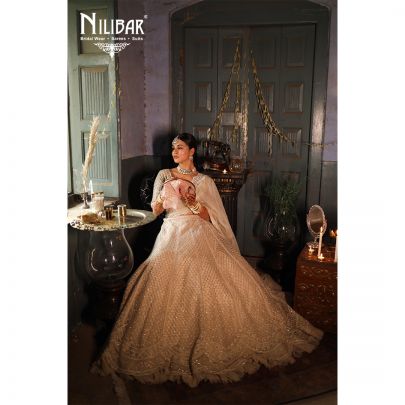 Cream Net Heavy Lehenga