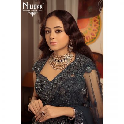 Peacock Velvet Bridal Lehenga