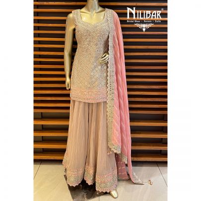 Beige Silk Georgette Palazzo