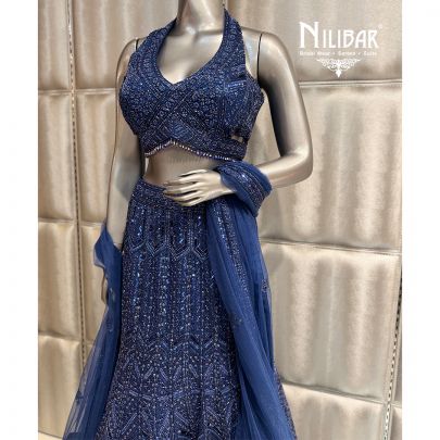 Royal Blue Net Lehenga