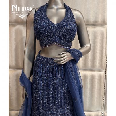Royal Blue Net Lehenga