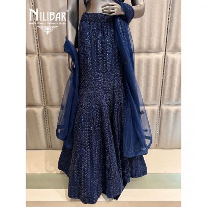 Royal Blue Net Lehenga
