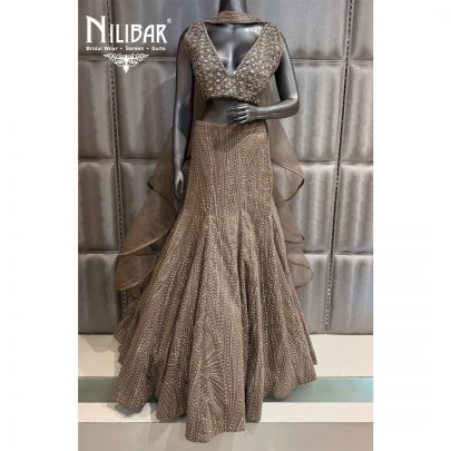 Light Brown Net Lehenga