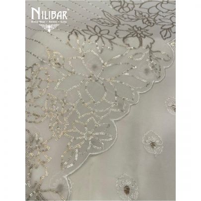 Off White Georgette Top With Crepe Bottom Unstitched Suit