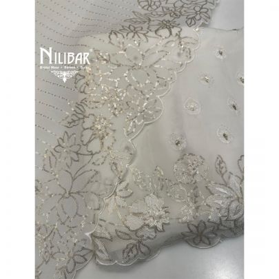 Off White Georgette Top With Crepe Bottom Unstitched Suit