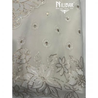 Off White Georgette Top With Crepe Bottom Unstitched Suit