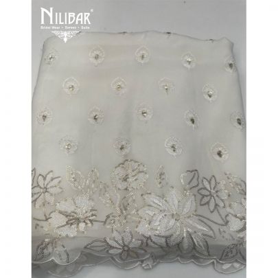 Off White Georgette Top With Crepe Bottom Unstitched Suit