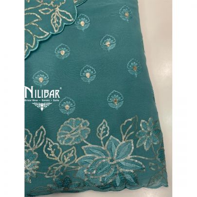 Turquoise Blue Georgette Top With Crepe Bottom Unstitched Suit