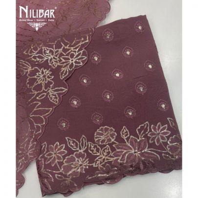 Onion Pink Georgette Top With Crepe Bottom Unstitched Suit