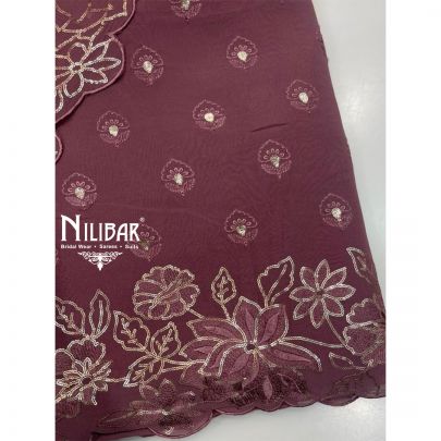 Onion Pink Georgette Top With Crepe Bottom Unstitched Suit