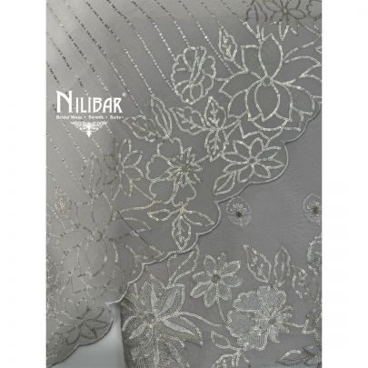 Gray Georgette Top With Crepe Bottom Unstitched Suit