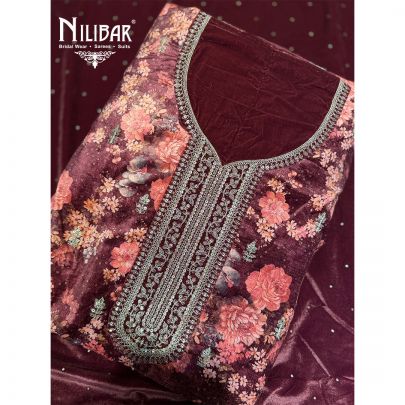 Wine Velvet Unstitched Suit