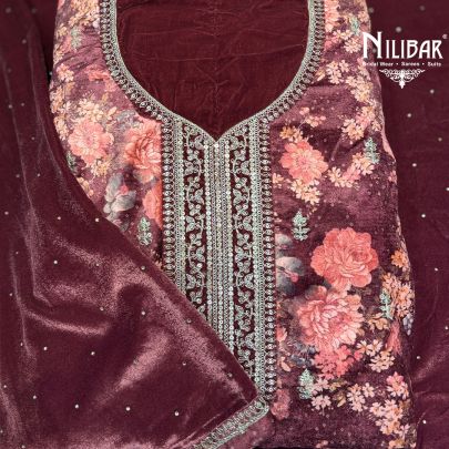 Wine Velvet Unstitched Suit