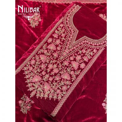 Hot Pink Velvet Unstitched Suit