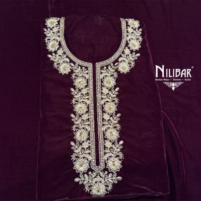 Wine Velvet Unstitched Suit