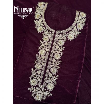 Wine Velvet Unstitched Suit