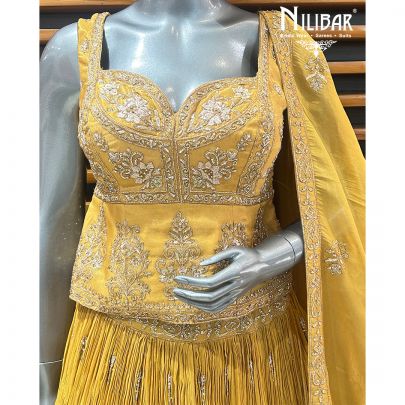 Mustard Lamé Silk Lehenga