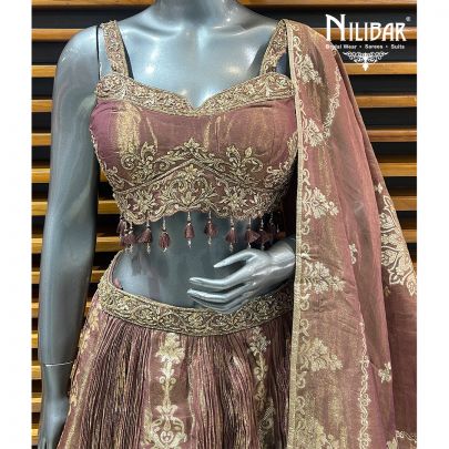 Grape Purple Lamé Silk Lehenga