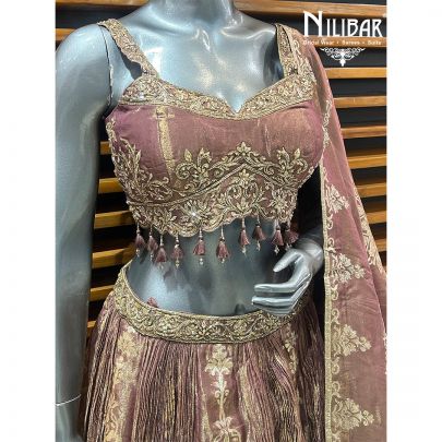 Grape Purple Lamé Silk Lehenga