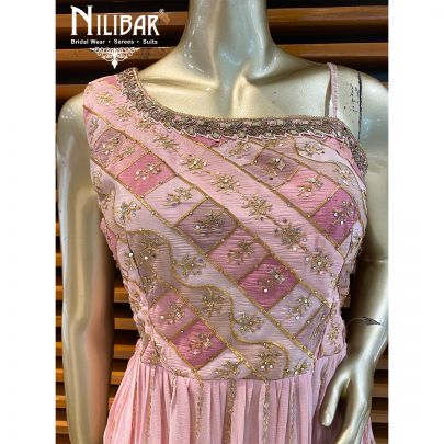 Lemonade Pink Chinon Lehenga Set