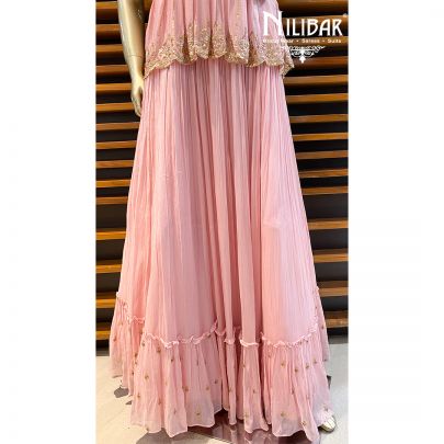 Lemonade Pink Chinon Lehenga Set