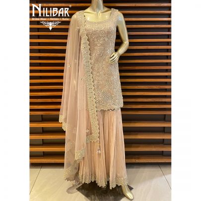 Champagne Pink Silk Pallazzo Suit