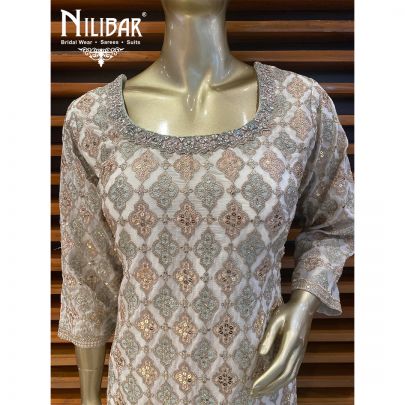 Milky White Chinon Garara Suit